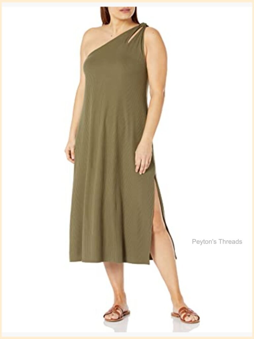 Loose-fit One-Shoulder Cutout Rib Knit Maxi Dress - Picture 4 of 6